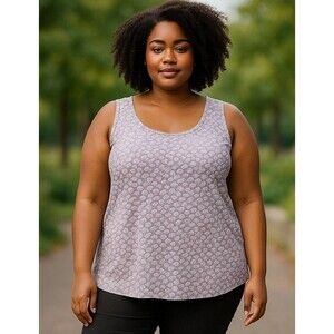 Duluth Trading Mushroom Floral Tank Top Women's Plus Size XXL Lavender Purple